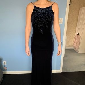 Velvet spaghetti strap gown